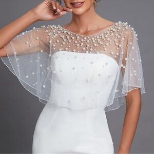 Pearls Wedding Cape Shawl Wrap Shrug Bridal Evening Dress Jackets Flapper new